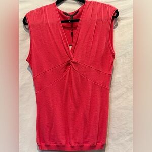 BCBGMaxAzria Red Ruched Blouse with Tie Front